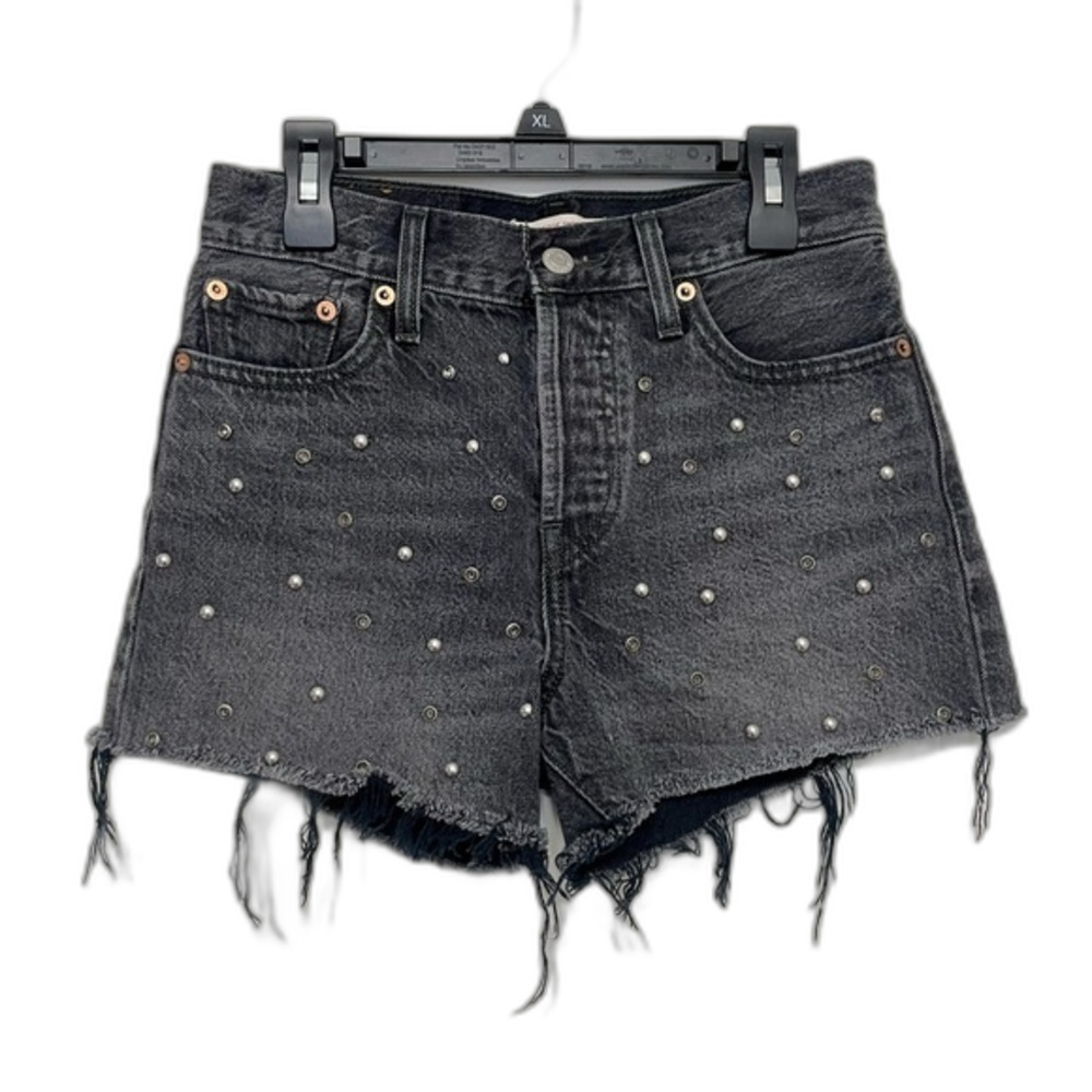 Levi’s Faded Black Studded Wedgie Denim Shorts